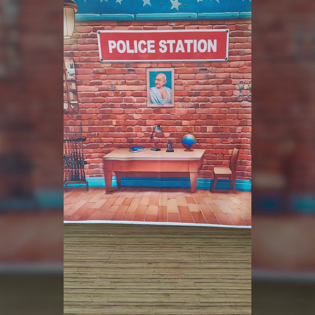 Police Station - Printed Backdrop - Fabric - 5 by 7 feet | D096