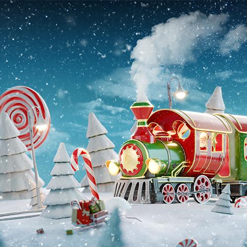 Snow Train - Printed Backdrop