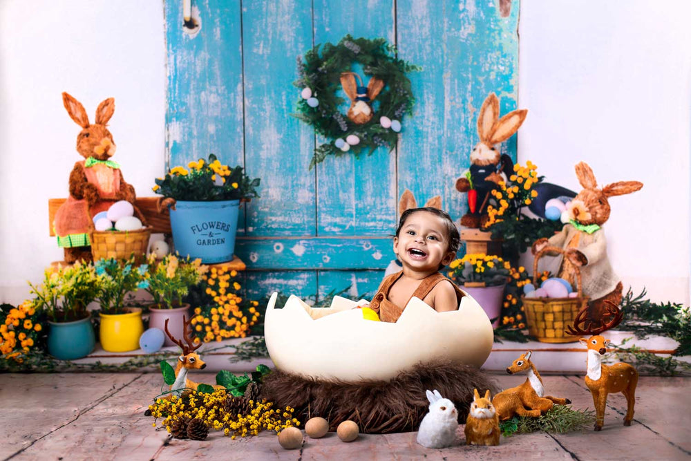 Blue Door Bunny Garden - Baby Printed BackdropsBlue Door Bunny Garden - Baby Printed Backdrops