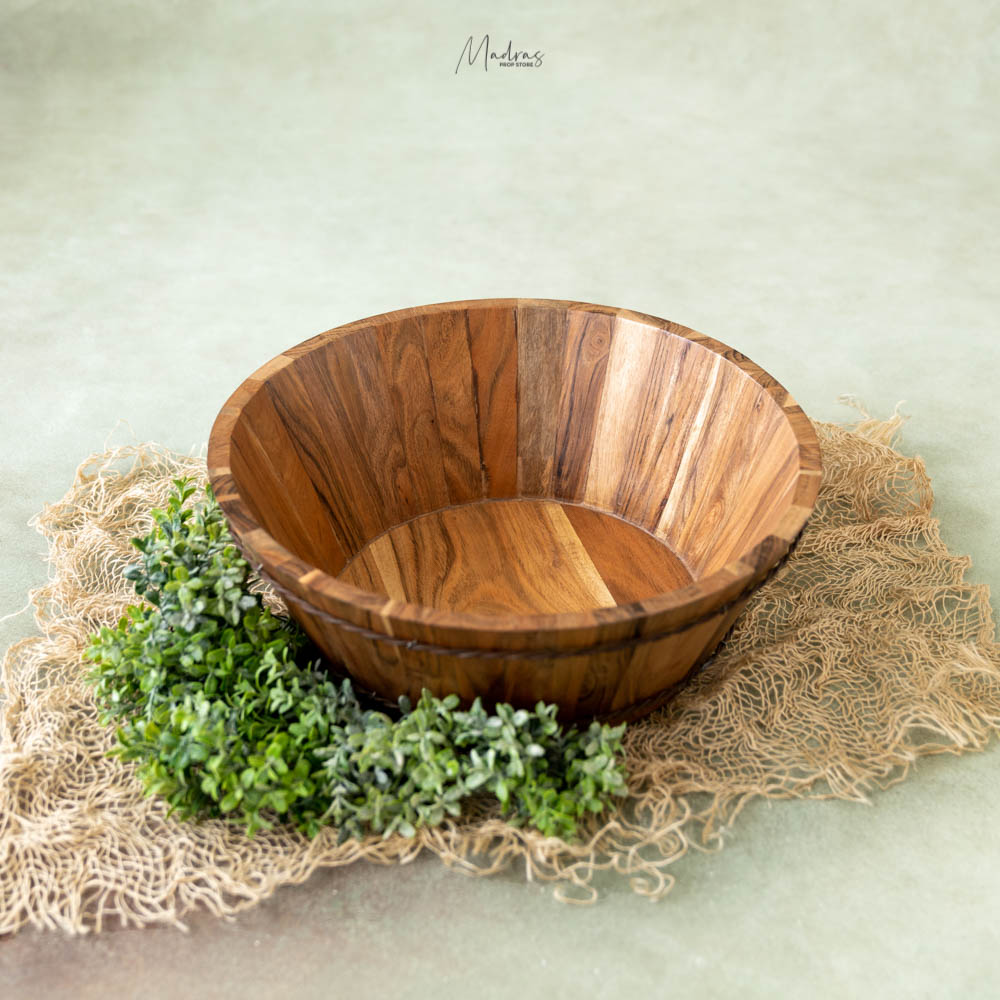 Deep Wooden Bowl : Baby Props