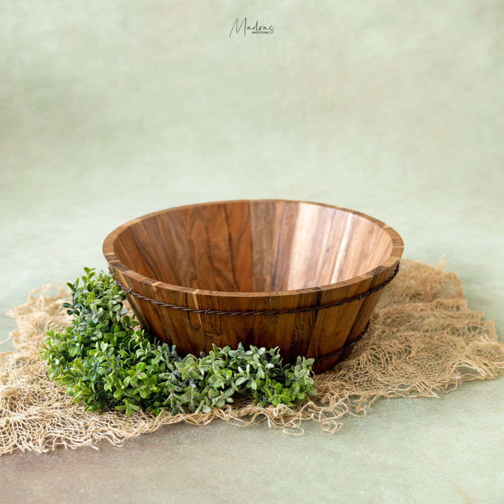 Deep Wooden Bowl- Baby Props