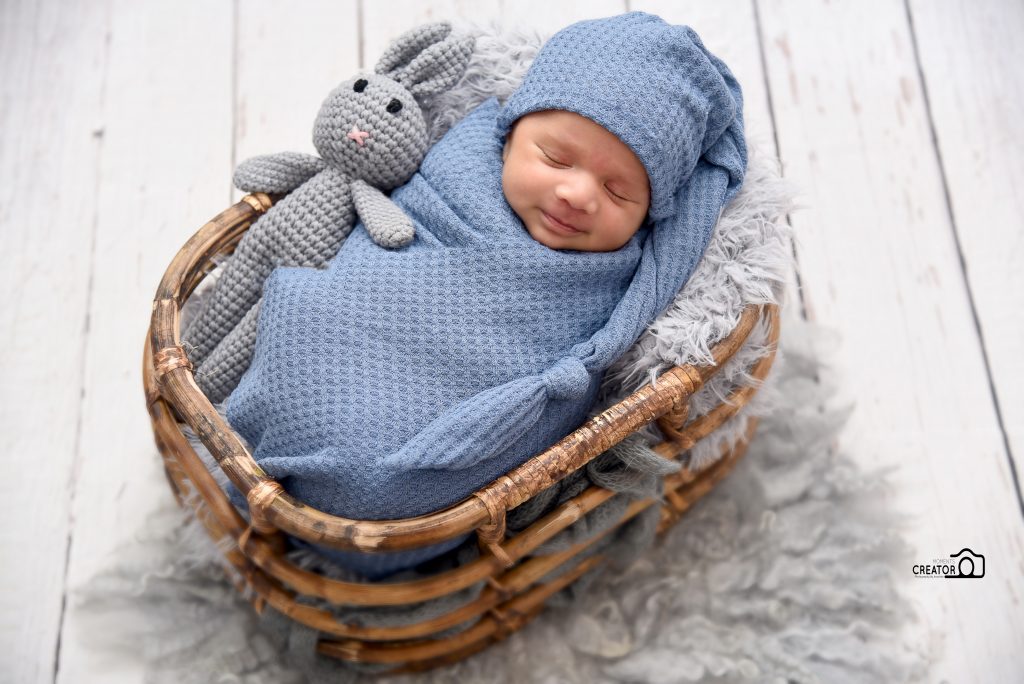 Rustic Bamboo Basket : Baby Props