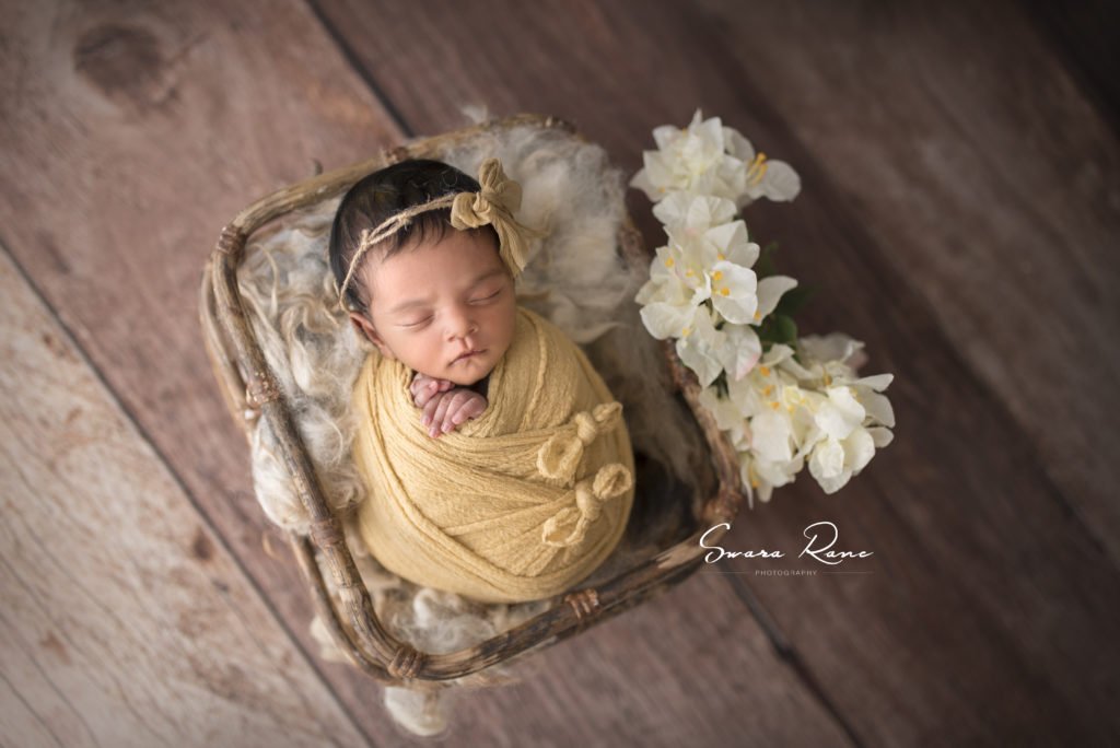 Rustic Bamboo Basket : Baby Props