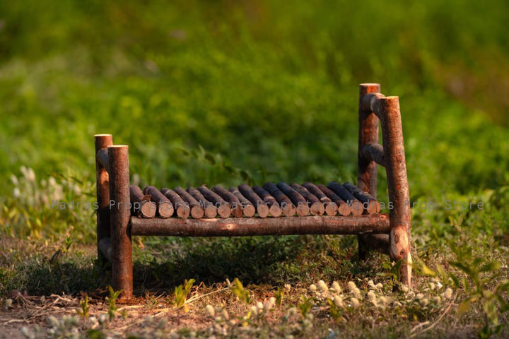 Natural Wooden Log Bed : Baby Props