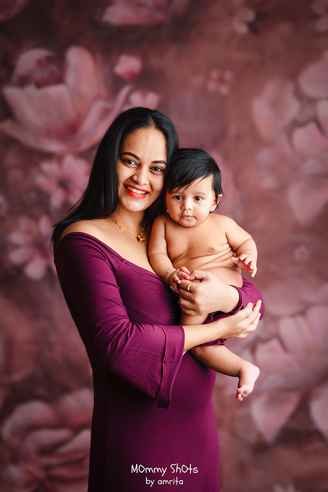 Mauve Floral : Maternity Backdrops