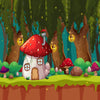 Mushroom Fairy House - Printed Backdrop - Fabric - 5 by 7 feet