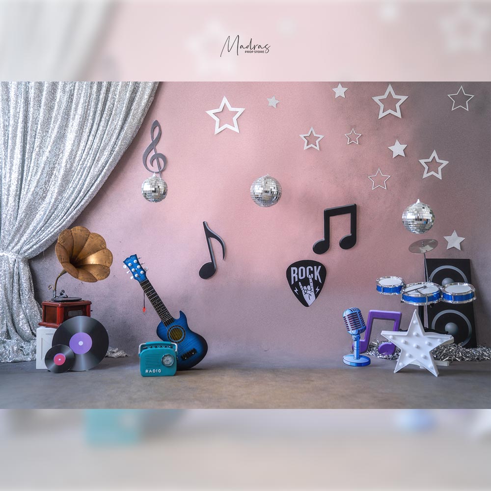 Music Theme Backdrop  -  Baby Printed Backdrop  - Fabric (Pre-Order)