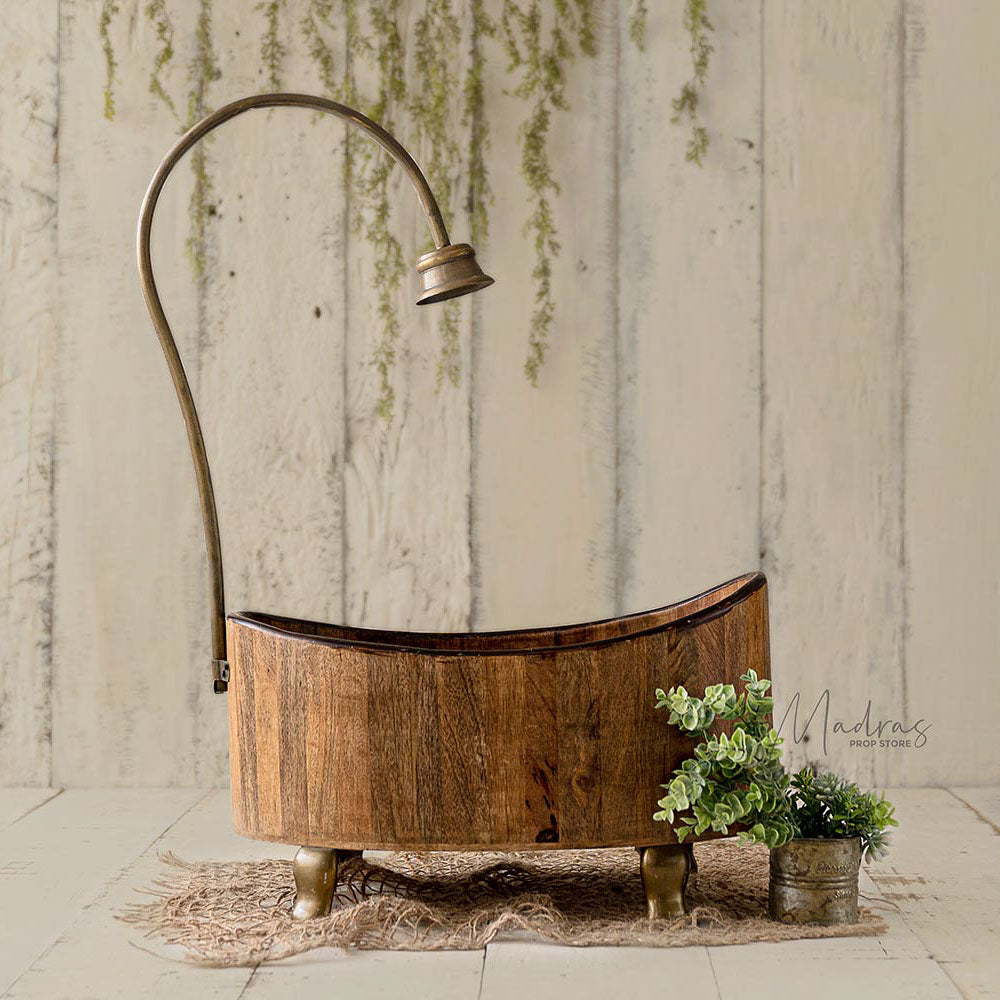 Wooden Shower Tub with Brass Piping ( Shipping Extra)
