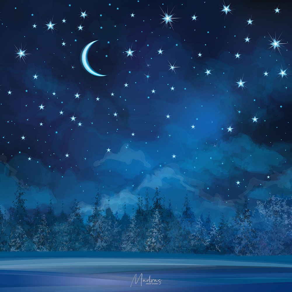 Silent Night - Printed Backdrop - Fabric - 5 by 6 feet