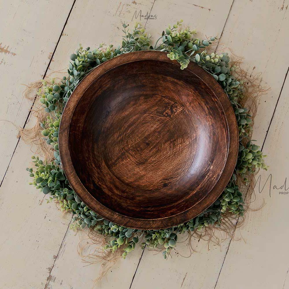 Rustic Wooden Bowl : Baby props