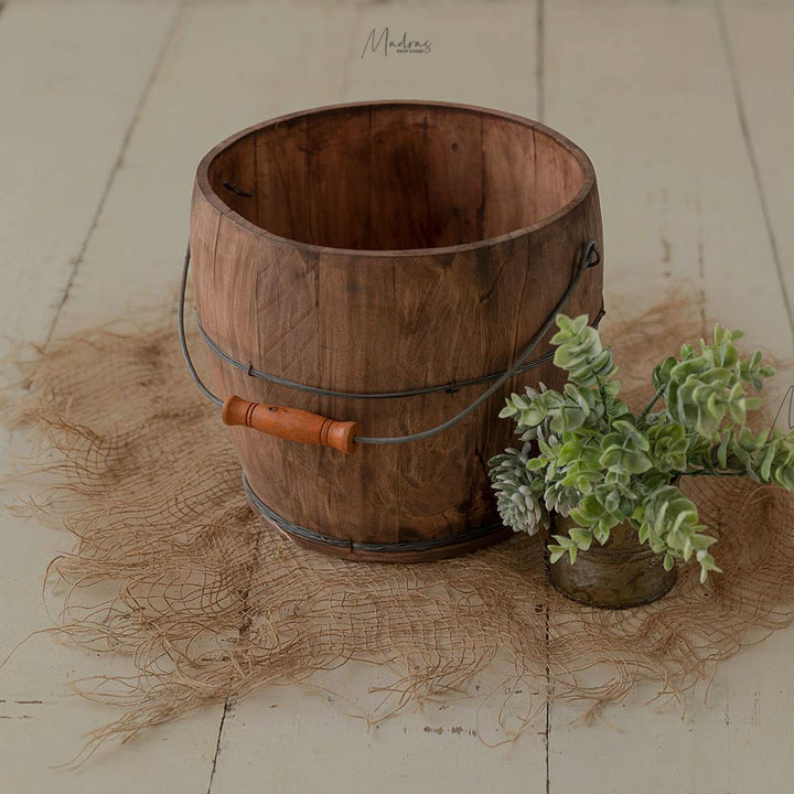 Vintage Wooden Bucket : Baby props