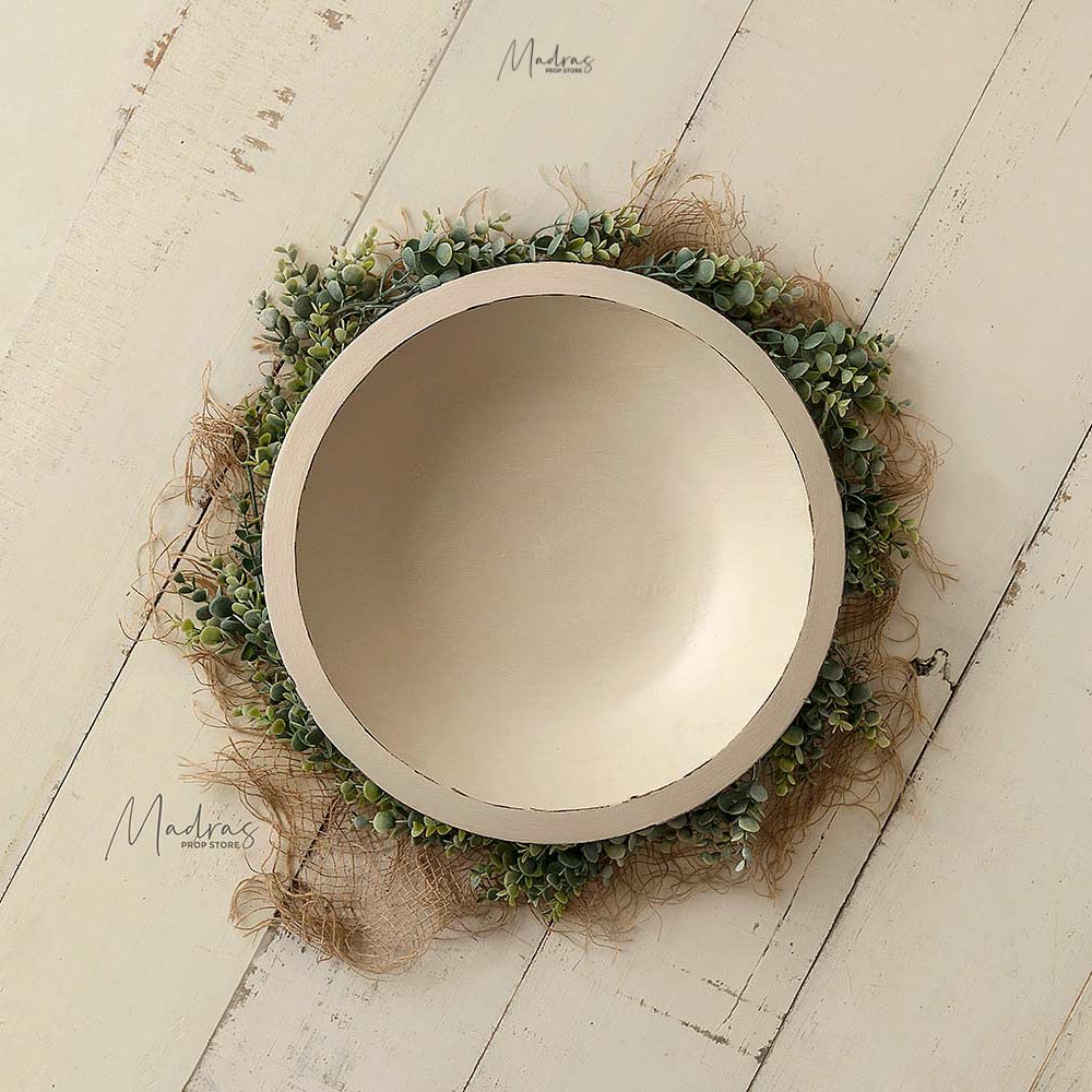 Rustic Wooden Bowl : Baby props