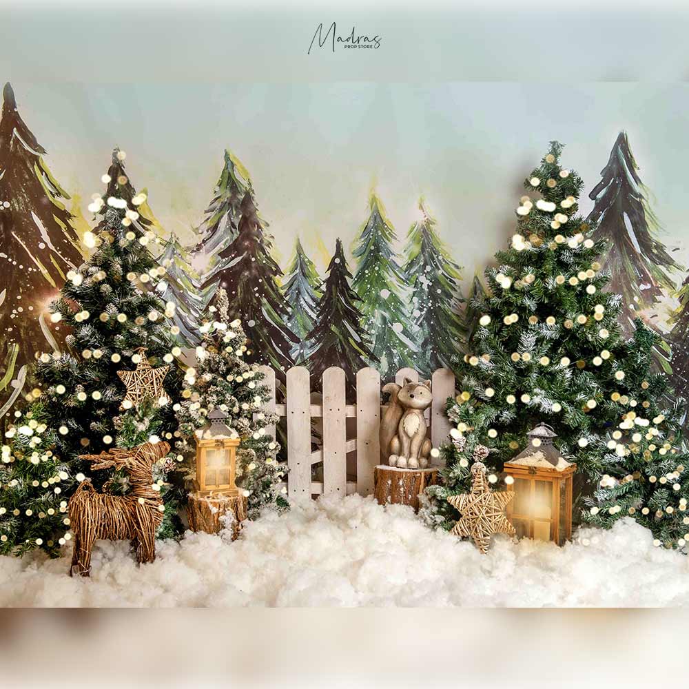 Yuletide Snow- Printed Backdrop - Fabric - 5 by 7 feet