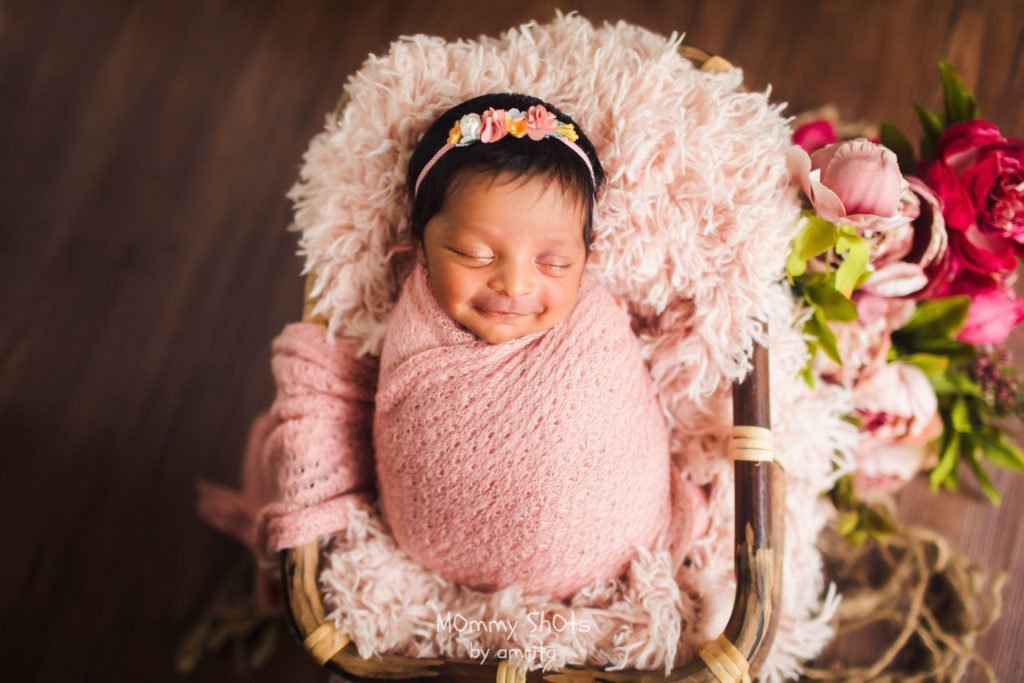 Rustic Bamboo Basket : Baby Props