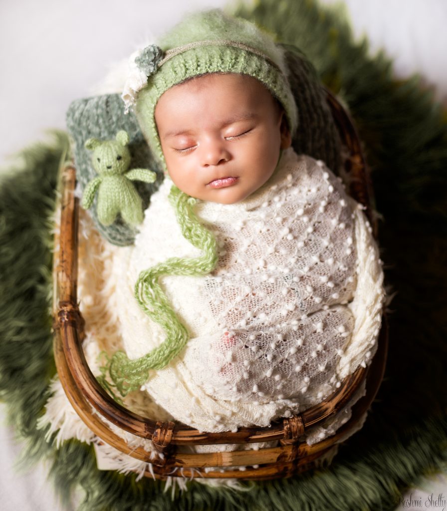 Rustic Bamboo Basket : Baby Props