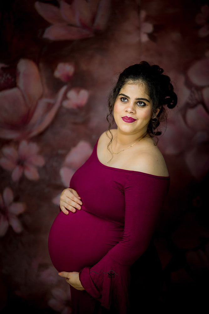 Mauve Floral : Maternity Backdrops