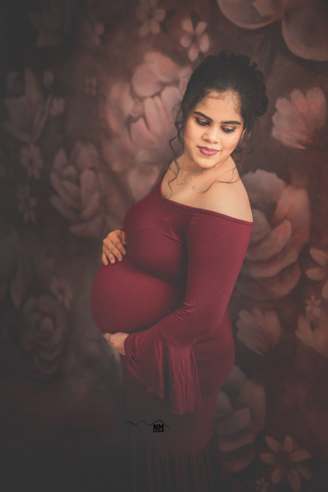 Mauve Floral : Maternity Backdrops