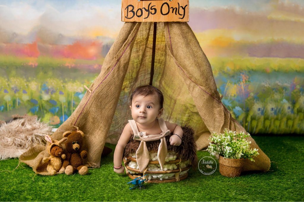 Rustic Bamboo Basket : Baby Props