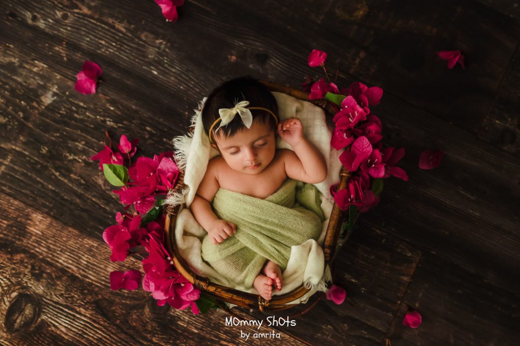 Rustic Bamboo Basket : Baby Props